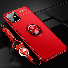 Coque Ultra Fine Silicone Souple Housse Etui avec Support Bague Anneau Aimante Magnetique N03 pour Apple iPhone 12 Rouge