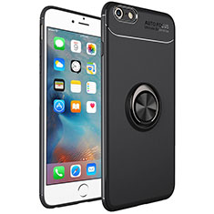 Coque Ultra Fine Silicone Souple Housse Etui avec Support Bague Anneau Aimante Magnetique pour Apple iPhone 6 Plus Noir
