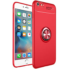 Coque Ultra Fine Silicone Souple Housse Etui avec Support Bague Anneau Aimante Magnetique pour Apple iPhone 6 Plus Rouge