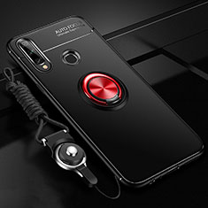 Coque Ultra Fine Silicone Souple Housse Etui avec Support Bague Anneau Aimante Magnetique pour Huawei Enjoy 10 Plus Rouge et Noir