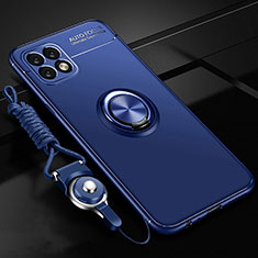 Coque Ultra Fine Silicone Souple Housse Etui avec Support Bague Anneau Aimante Magnetique pour Huawei Enjoy 20 5G Bleu