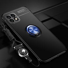Coque Ultra Fine Silicone Souple Housse Etui avec Support Bague Anneau Aimante Magnetique pour Huawei Enjoy 20 5G Bleu et Noir