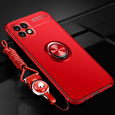 Coque Ultra Fine Silicone Souple Housse Etui avec Support Bague Anneau Aimante Magnetique pour Huawei Enjoy 20 5G Rouge