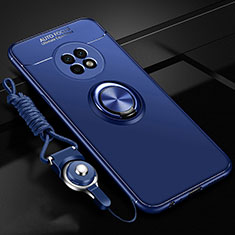 Coque Ultra Fine Silicone Souple Housse Etui avec Support Bague Anneau Aimante Magnetique pour Huawei Enjoy 20 Plus 5G Bleu