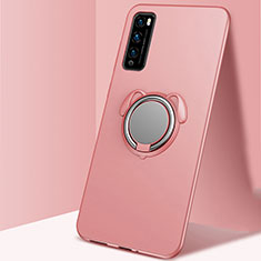 Coque Ultra Fine Silicone Souple Housse Etui avec Support Bague Anneau Aimante Magnetique pour Huawei Enjoy Z 5G Or Rose