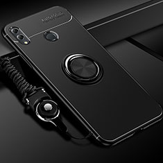 Coque Ultra Fine Silicone Souple Housse Etui avec Support Bague Anneau Aimante Magnetique pour Huawei Honor 10 Lite Noir