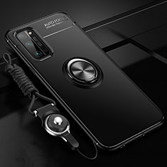 Coque Ultra Fine Silicone Souple Housse Etui avec Support Bague Anneau Aimante Magnetique pour Huawei Honor 30 Pro Noir