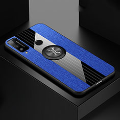 Coque Ultra Fine Silicone Souple Housse Etui avec Support Bague Anneau Aimante Magnetique pour Huawei Honor Play4T Bleu