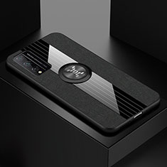 Coque Ultra Fine Silicone Souple Housse Etui avec Support Bague Anneau Aimante Magnetique pour Huawei Honor Play4T Pro Noir