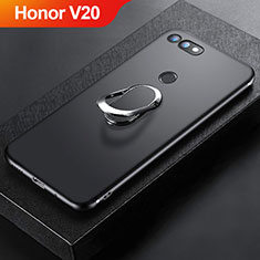 Coque Ultra Fine Silicone Souple Housse Etui avec Support Bague Anneau Aimante Magnetique pour Huawei Honor V20 Noir