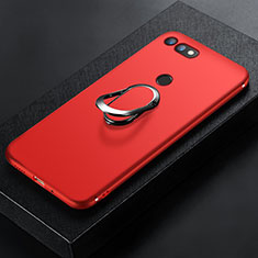 Coque Ultra Fine Silicone Souple Housse Etui avec Support Bague Anneau Aimante Magnetique pour Huawei Honor V20 Rouge