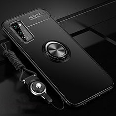 Coque Ultra Fine Silicone Souple Housse Etui avec Support Bague Anneau Aimante Magnetique pour Huawei Honor View 30 5G Noir