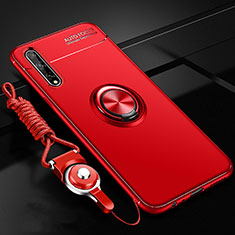 Coque Ultra Fine Silicone Souple Housse Etui avec Support Bague Anneau Aimante Magnetique pour Huawei P smart S Rouge