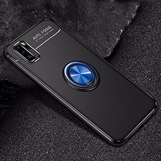 Coque Ultra Fine Silicone Souple Housse Etui avec Support Bague Anneau Aimante Magnetique pour Huawei P30 Pro Bleu et Noir