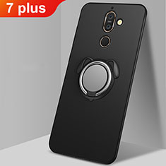 Coque Ultra Fine Silicone Souple Housse Etui avec Support Bague Anneau Aimante Magnetique pour Nokia 7 Plus Noir