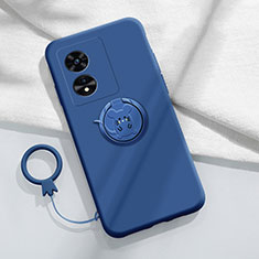 Coque Ultra Fine Silicone Souple Housse Etui avec Support Bague Anneau Aimante Magnetique pour Oppo A1 5G Bleu