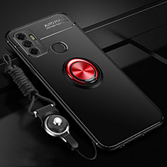 Coque Ultra Fine Silicone Souple Housse Etui avec Support Bague Anneau Aimante Magnetique pour Oppo A11s Rouge et Noir