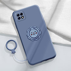 Coque Ultra Fine Silicone Souple Housse Etui avec Support Bague Anneau Aimante Magnetique pour Oppo A53 5G Gris Lavende