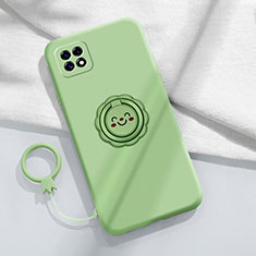 Coque Ultra Fine Silicone Souple Housse Etui avec Support Bague Anneau Aimante Magnetique pour Oppo A53 5G Pastel Vert