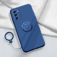 Coque Ultra Fine Silicone Souple Housse Etui avec Support Bague Anneau Aimante Magnetique pour Oppo A53s 5G Bleu