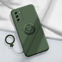 Coque Ultra Fine Silicone Souple Housse Etui avec Support Bague Anneau Aimante Magnetique pour Oppo A53s 5G Vert Nuit