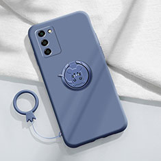 Coque Ultra Fine Silicone Souple Housse Etui avec Support Bague Anneau Aimante Magnetique pour Oppo A55 5G Gris Lavende