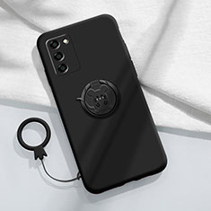 Coque Ultra Fine Silicone Souple Housse Etui avec Support Bague Anneau Aimante Magnetique pour Oppo A55 5G Noir