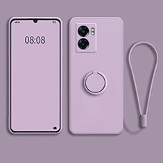 Coque Ultra Fine Silicone Souple Housse Etui avec Support Bague Anneau Aimante Magnetique pour Oppo A57 5G Violet Clair