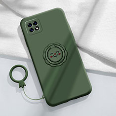 Coque Ultra Fine Silicone Souple Housse Etui avec Support Bague Anneau Aimante Magnetique pour Oppo A72 5G Vert