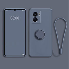 Coque Ultra Fine Silicone Souple Housse Etui avec Support Bague Anneau Aimante Magnetique pour Oppo A77 5G Gris Lavende