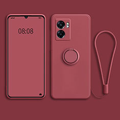 Coque Ultra Fine Silicone Souple Housse Etui avec Support Bague Anneau Aimante Magnetique pour Oppo A77 5G Rouge