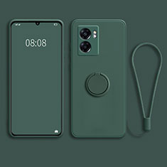 Coque Ultra Fine Silicone Souple Housse Etui avec Support Bague Anneau Aimante Magnetique pour Oppo A77 5G Vert