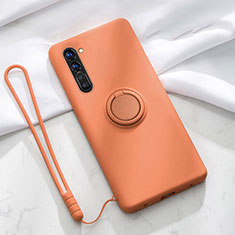 Coque Ultra Fine Silicone Souple Housse Etui avec Support Bague Anneau Aimante Magnetique pour Oppo F15 Orange