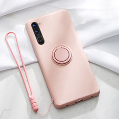 Coque Ultra Fine Silicone Souple Housse Etui avec Support Bague Anneau Aimante Magnetique pour Oppo F15 Rose