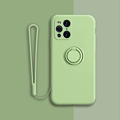 Coque Ultra Fine Silicone Souple Housse Etui avec Support Bague Anneau Aimante Magnetique pour Oppo Find X3 Pro 5G Vert