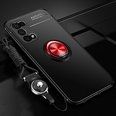 Coque Ultra Fine Silicone Souple Housse Etui avec Support Bague Anneau Aimante Magnetique pour Oppo K7x 5G Rouge et Noir