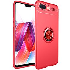 Coque Ultra Fine Silicone Souple Housse Etui avec Support Bague Anneau Aimante Magnetique pour Oppo R15X Rouge