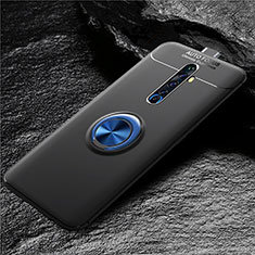 Coque Ultra Fine Silicone Souple Housse Etui avec Support Bague Anneau Aimante Magnetique pour Oppo Reno2 Z Bleu et Noir