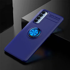 Coque Ultra Fine Silicone Souple Housse Etui avec Support Bague Anneau Aimante Magnetique pour Oppo Reno4 Pro 4G Bleu