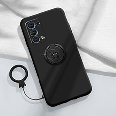 Coque Ultra Fine Silicone Souple Housse Etui avec Support Bague Anneau Aimante Magnetique pour Oppo Reno6 Pro 5G Noir