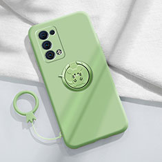 Coque Ultra Fine Silicone Souple Housse Etui avec Support Bague Anneau Aimante Magnetique pour Oppo Reno6 Pro 5G Pastel Vert