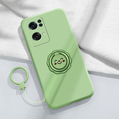 Coque Ultra Fine Silicone Souple Housse Etui avec Support Bague Anneau Aimante Magnetique pour Oppo Reno7 Pro 5G Pastel Vert