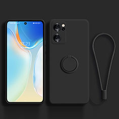 Coque Ultra Fine Silicone Souple Housse Etui avec Support Bague Anneau Aimante Magnetique pour Oppo Reno7 SE 5G Noir