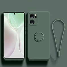 Coque Ultra Fine Silicone Souple Housse Etui avec Support Bague Anneau Aimante Magnetique pour Oppo Reno7 SE 5G Vert Nuit