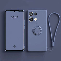 Coque Ultra Fine Silicone Souple Housse Etui avec Support Bague Anneau Aimante Magnetique pour Oppo Reno9 Pro+ Plus 5G Gris Lavende