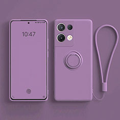 Coque Ultra Fine Silicone Souple Housse Etui avec Support Bague Anneau Aimante Magnetique pour Oppo Reno9 Pro+ Plus 5G Violet