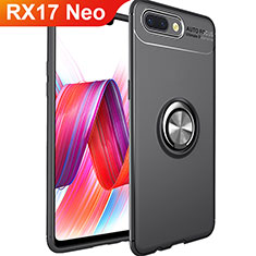 Coque Ultra Fine Silicone Souple Housse Etui avec Support Bague Anneau Aimante Magnetique pour Oppo RX17 Neo Noir