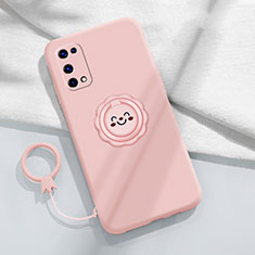 Coque Ultra Fine Silicone Souple Housse Etui avec Support Bague Anneau Aimante Magnetique pour Realme V15 5G Rose