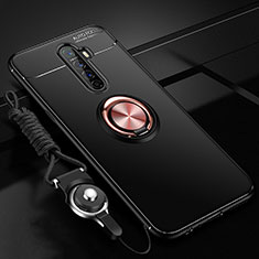 Coque Ultra Fine Silicone Souple Housse Etui avec Support Bague Anneau Aimante Magnetique pour Realme X2 Pro Or et Noir