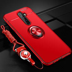 Coque Ultra Fine Silicone Souple Housse Etui avec Support Bague Anneau Aimante Magnetique pour Realme X2 Pro Rouge